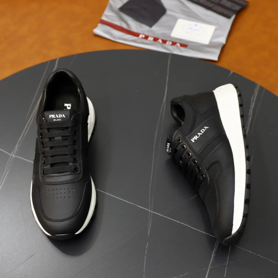 Men's shoes 💰600💰🙅‍♂️🙅‍♂️🙅‍♂️ [PRADA] Prada - High-end quality original order - Upper: Nappa calfskin, tumbled calfskin spliced stretch cloth surface, tongue high frequency brand logo - Lining: water-dyed cowhide - Outsole: ultra-light TPU foam rubber; two-color molded outsole -Ultra-high quality control and fine workmanship: outstanding (high-end, extravagance, grade) -Size: 38-44 (45 can be customized)